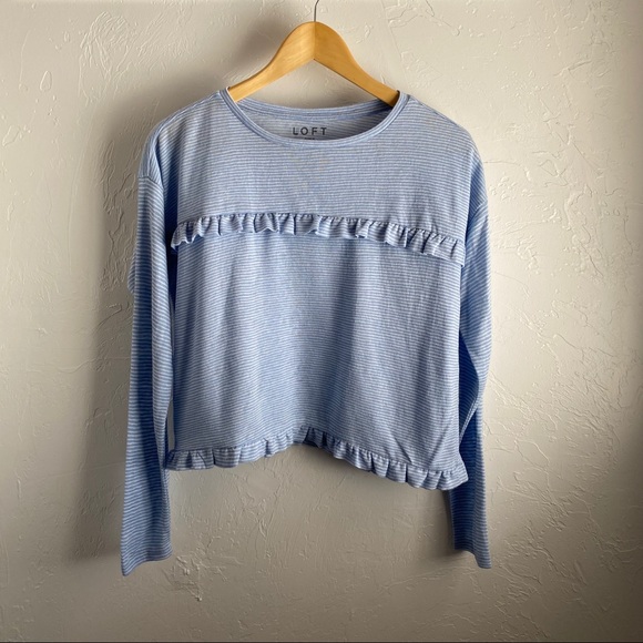 LOFT Striped Long Sleeve Crop Tee - Picture 3 of 5